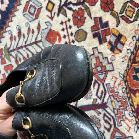Gucci Black Leather Loafers with Gold Hardware main image 10